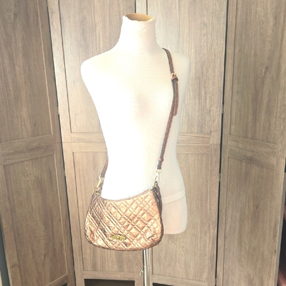 Elliott Lucca Elegant Quilted Brown Crossbody Bag - Picture 1 of 12